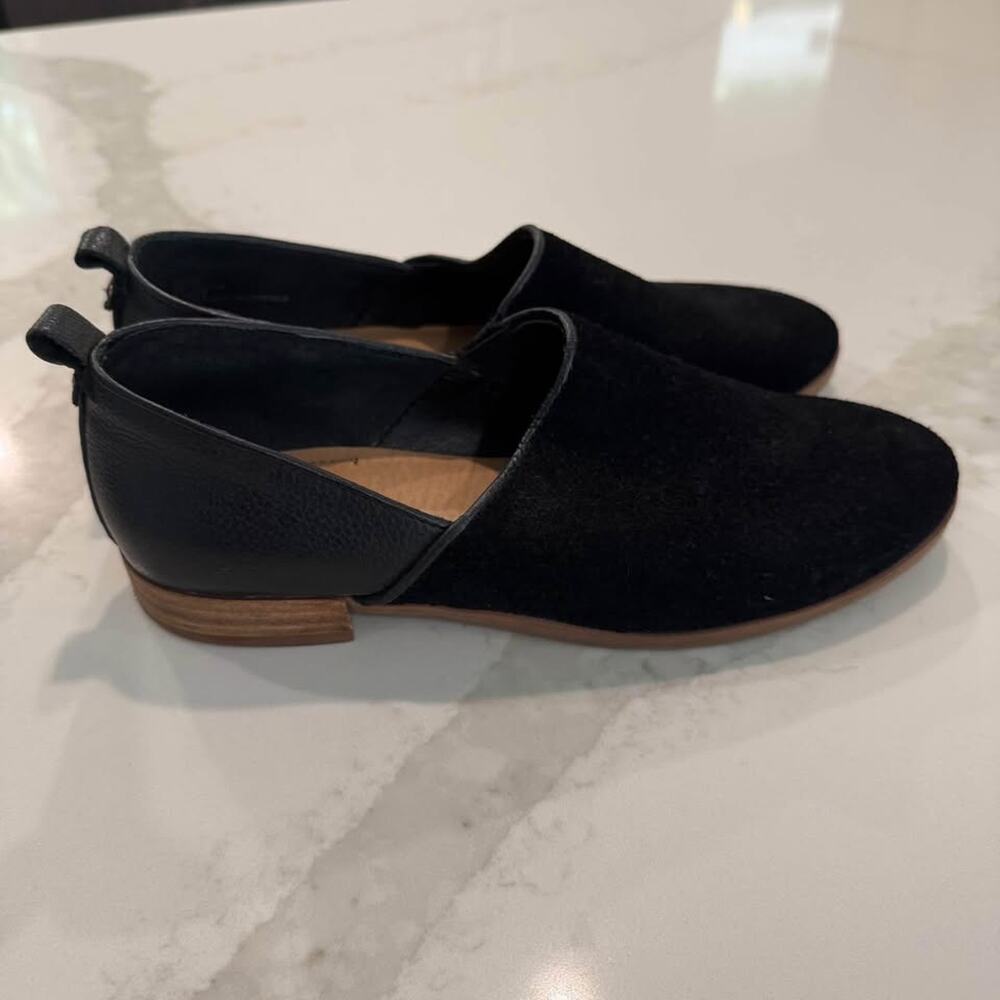 Lucca Lane Tabby Suede Slip On Loafers Women's 6.5M Black Leather Flats Classic